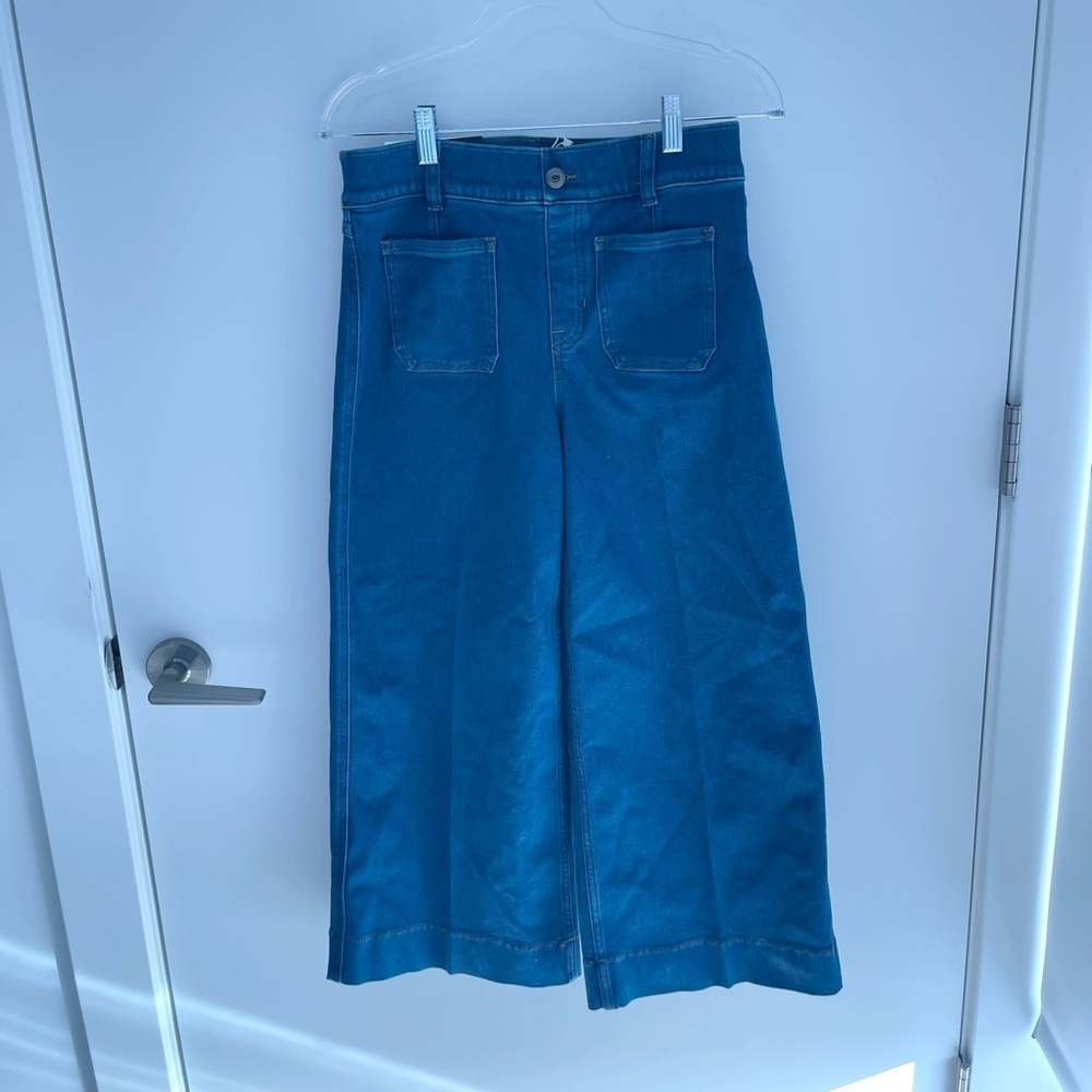 SPANX Blue Wide-Leg Denim Pants